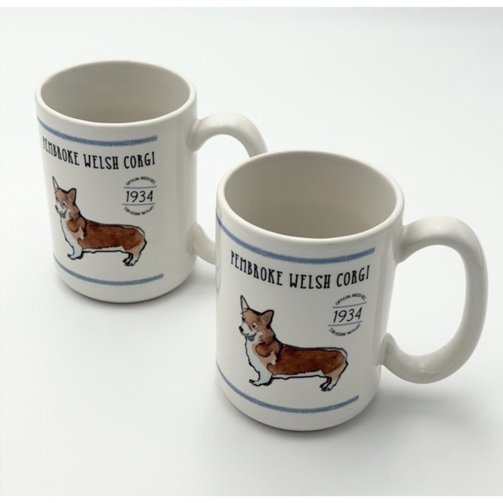 Pembroke Welsh Corgi Coffee Mugs Set of 2 Made in USA Dog Breed Profile
